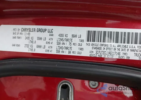 2010 Dodge Ram 2500 St from USA, damaged, VIN 3D7UT2CL1AG117146